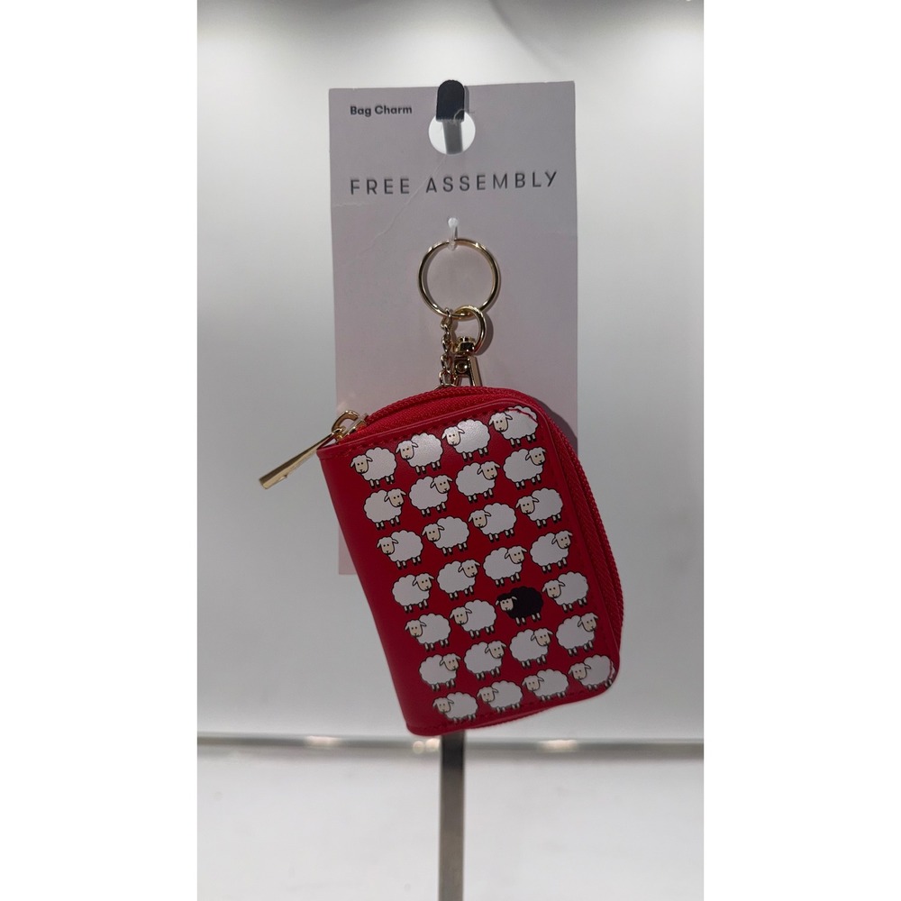 Free Assembly Sheep Book Bag Charm Red Mini Coin Purse Keyring FA263144 New